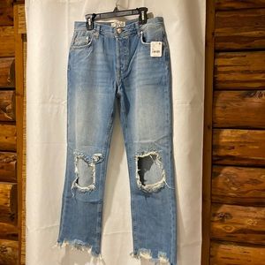 Free People Maggie Mid Rise Straight Jeans